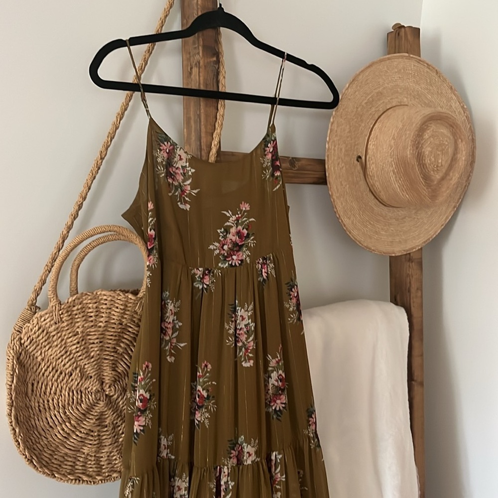 Madewell Maxi Copper Floral Dress size 8 - Picture 7 of 10